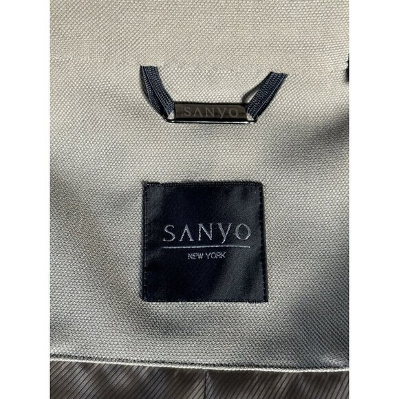 Vintage Sanyo New York Men’s Sz L Khaki Trench Coat Long Over Coat Made in Japan - Picture 4 of 15